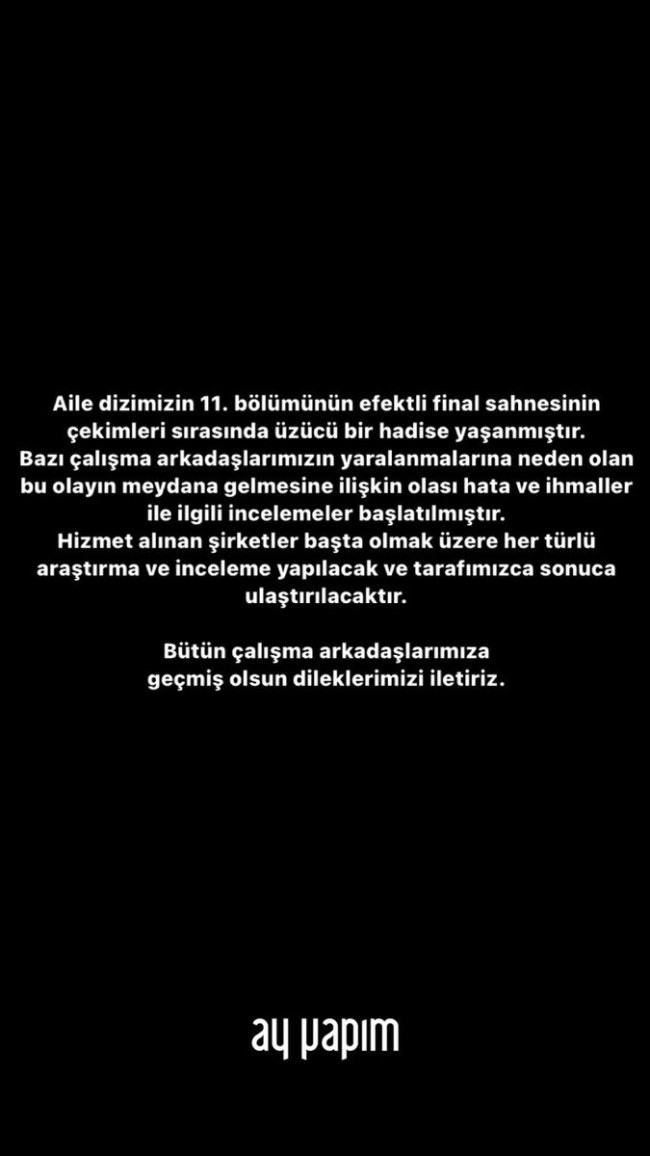 'Aile' dizisinin setindeki kazaya inceleme başlatıldı