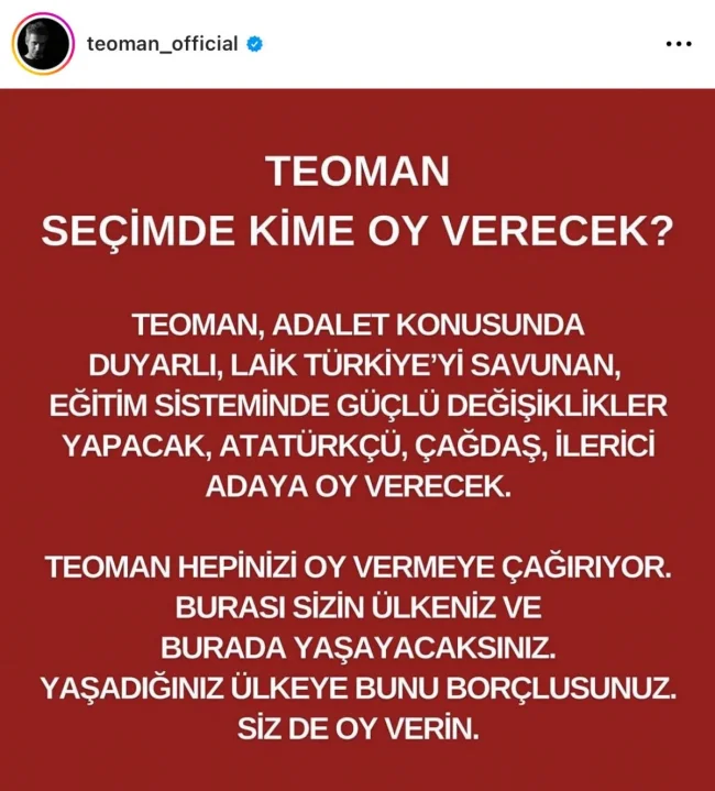 Teoman seçim tavrını açıkladı