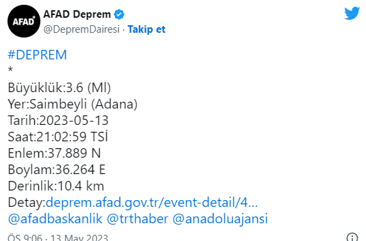 Adana'da korkutan deprem!