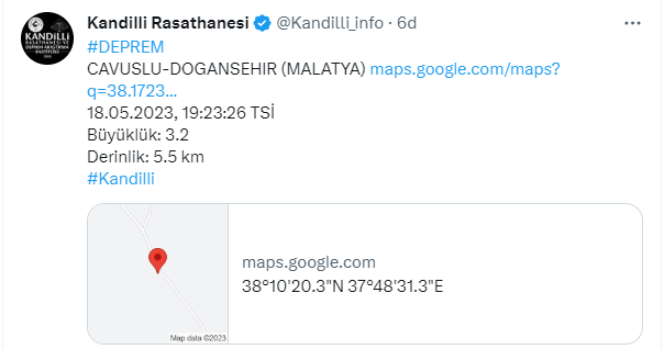 Malatya'da 3.2  şiddetinde deprem