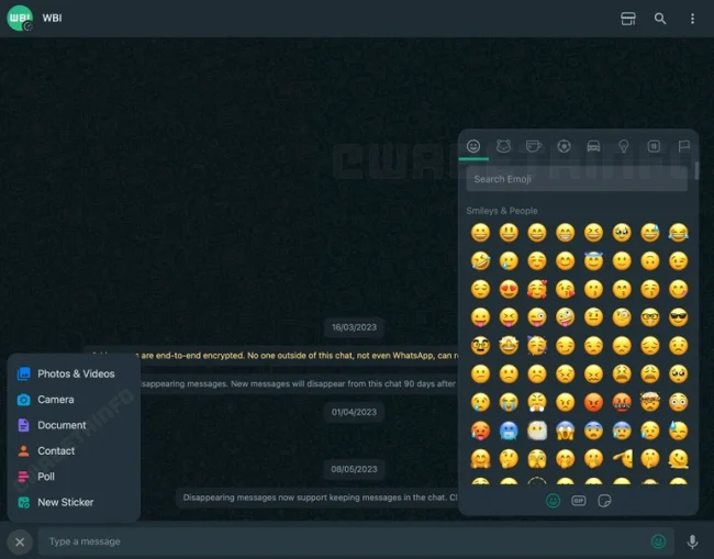 WhatsApp Web emoji panelini değiştiriyor