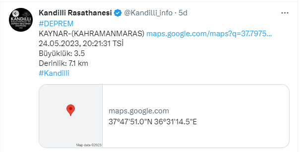 Kahramanmaraş yine sallandı