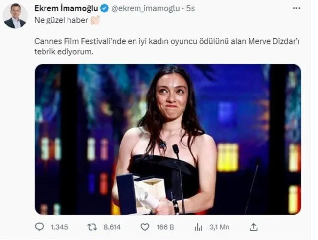Merve Dizdar'a tebrik mesajları yağdı