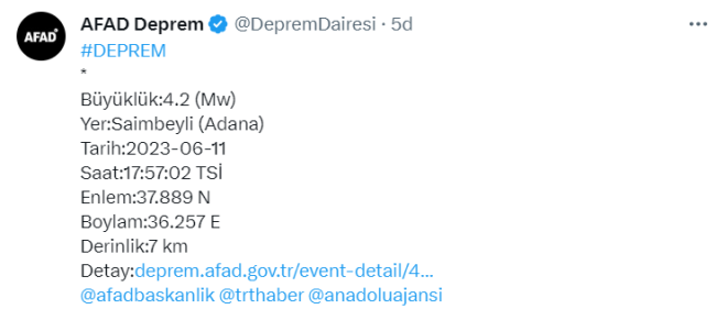 Adana'da korkutan deprem!