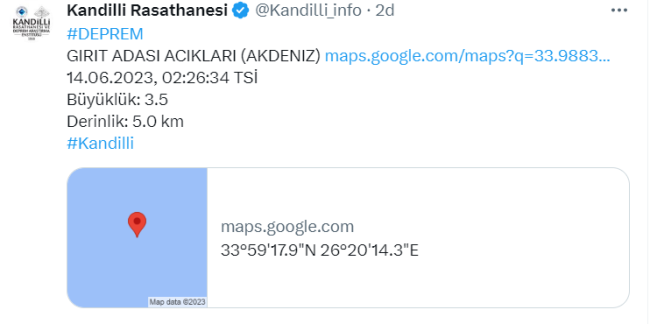Akdeniz yine sallandı