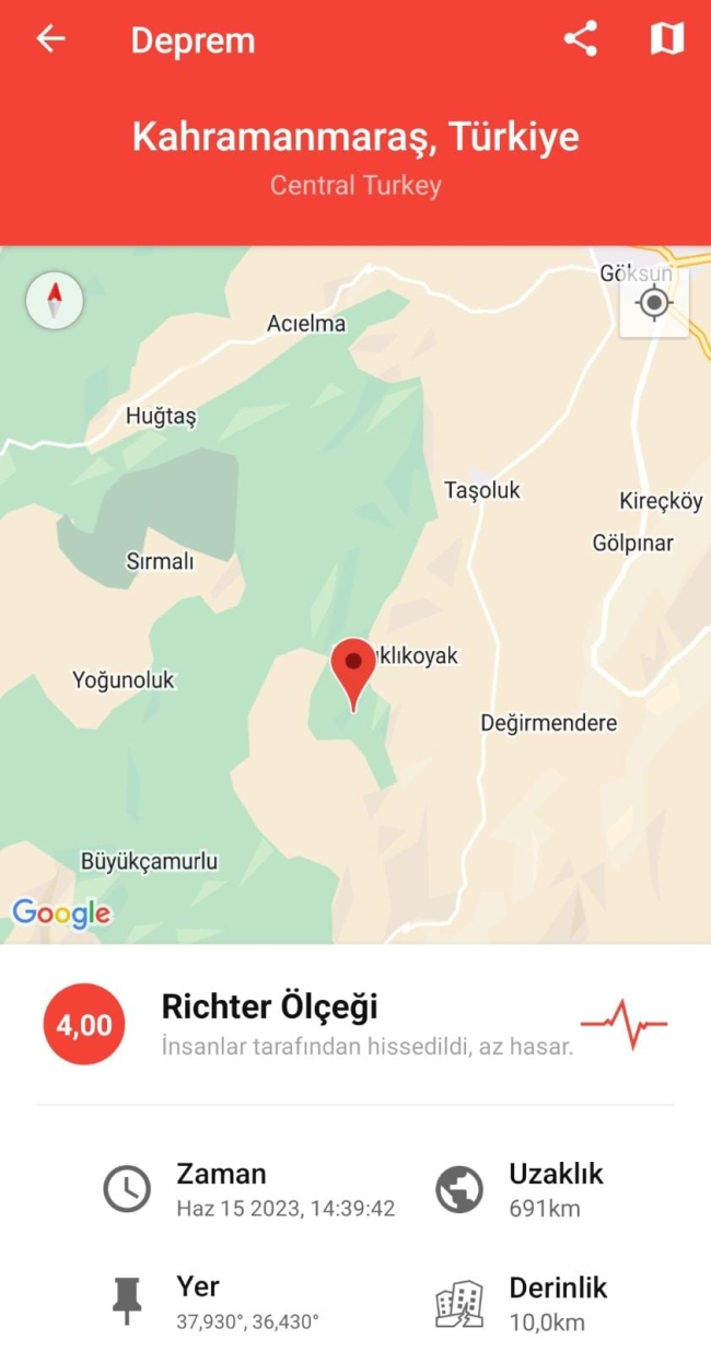 Kahramanmaraş'ta deprem