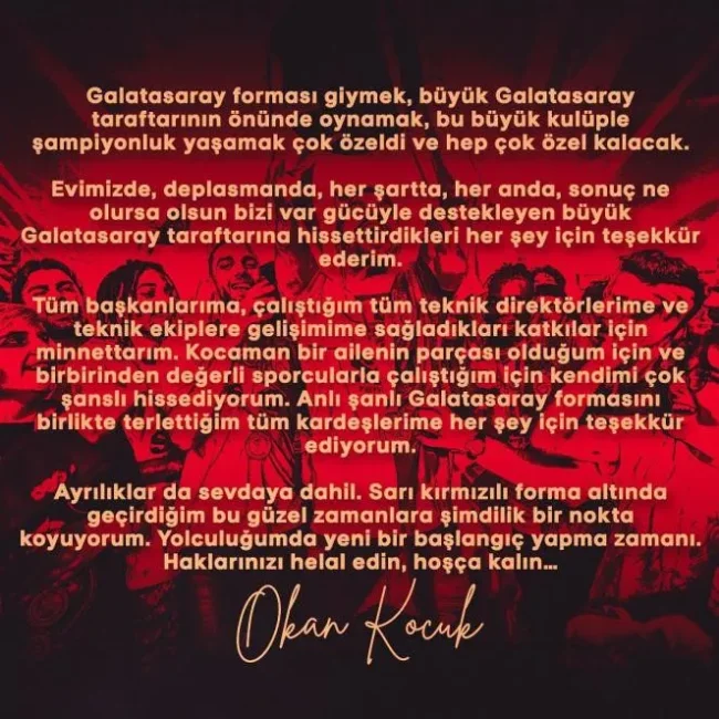 Okan Kocuk, Galatasaray'a veda etti