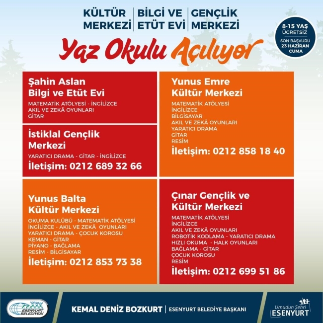 Esenyurt'ta yaz okulları açılıyor
