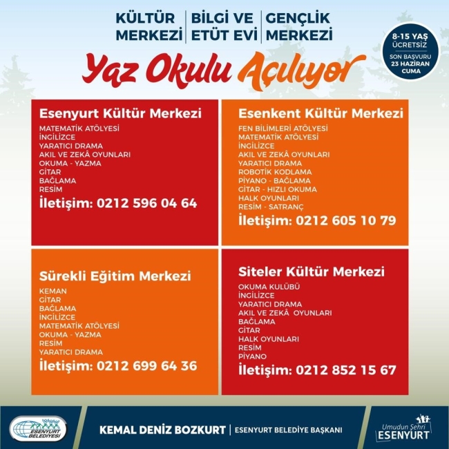 Esenyurt'ta yaz okulları açılıyor