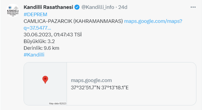Kahramanmaraş yine sallandı