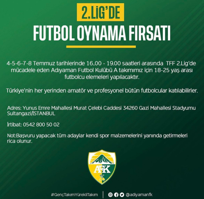 Sosyal medya üzerinden ilginç duyuru! "Futbolcu aranıyor"