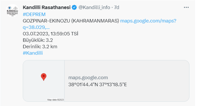 Kahramanmaraş yine sallandı