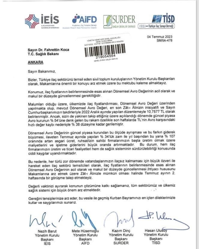 Bakan Koca’ya önemli mektup