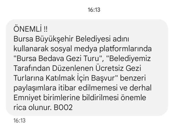 Bursa Büyükşehir'den tatil dolandırıcılığı uyarısı