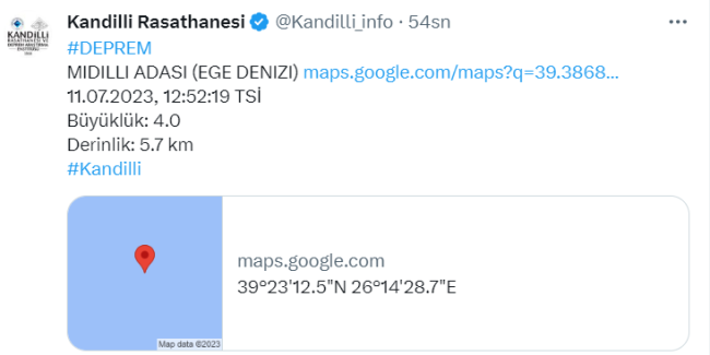 Ege Denizi'nde korkutan deprem