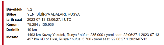 Rusya'da şiddetli sarsıntı