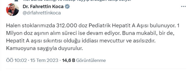 Bakan Koca'dan Hepatit A aşısı açıklaması! "Asılsızdır"