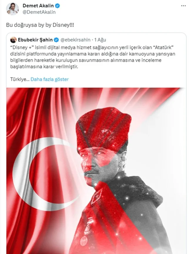Disney'in Atatürk dizisi kararına ünlü isimlerden tepkiler