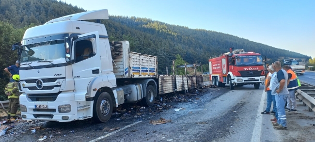 Seyir halindeki TIR alev topuna döndü