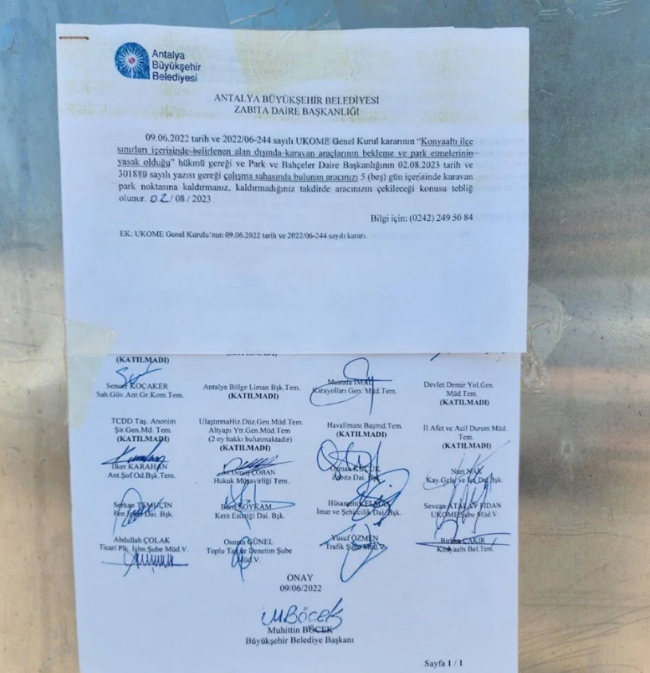 Belediyeden karavancılara "tahliye edin" tebligatı