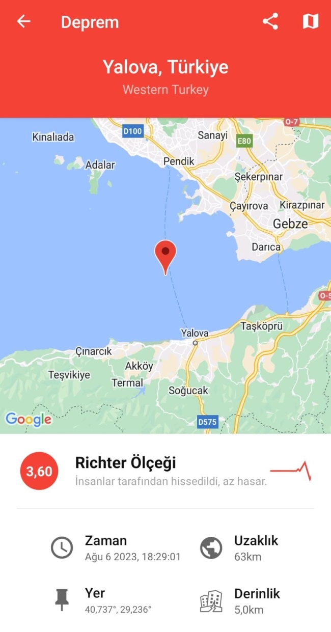 Yalova'da korkutan deprem!
