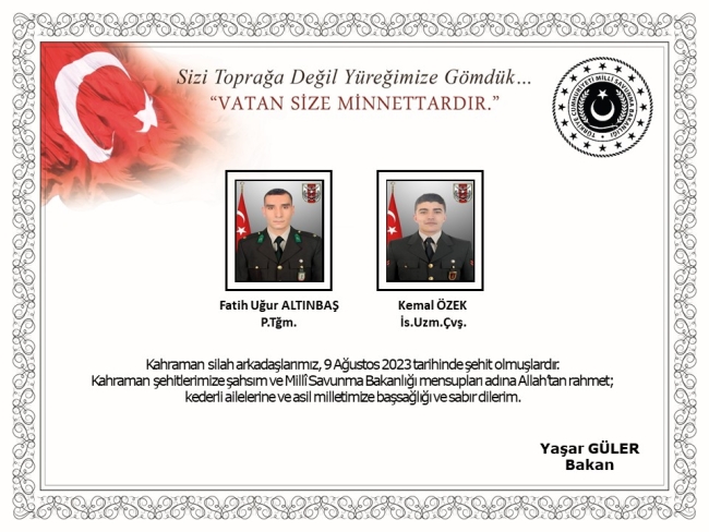 Pençe-Kilit bölgesinde 3 asker şehit oldu