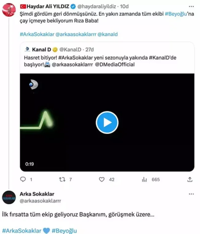 Beyoğlu Belediye Başkanı, 'Arka Sokaklar' ekibini çaya davet etti