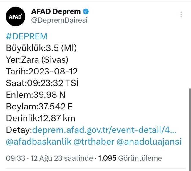 Sivas'ta korkutan deprem
