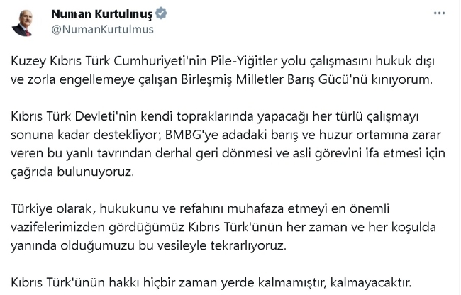 Meclis Başkanı Kurtulmuş'tan BMBG'ye kınama