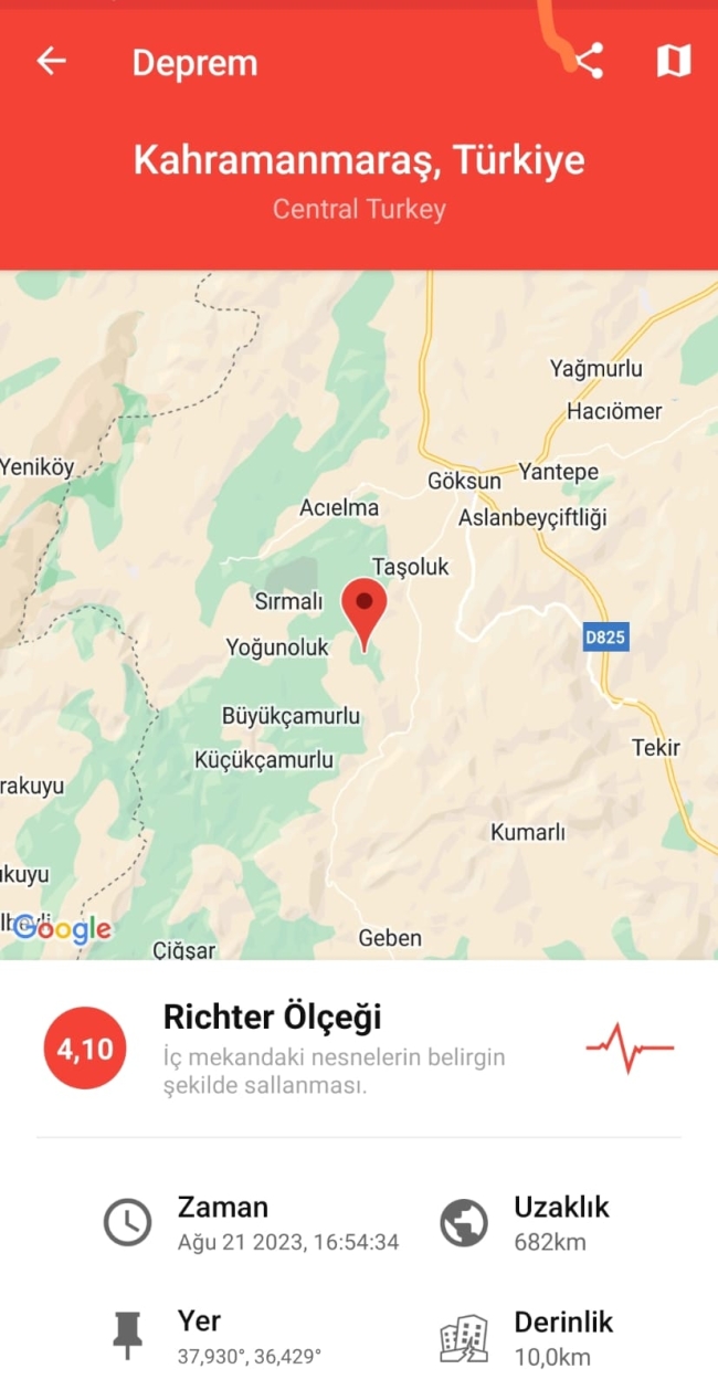 Kahramanmaraş'da deprem 