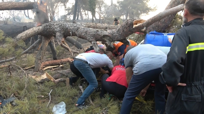 Orman yangına müdahale ederken ağacın altında kaldı