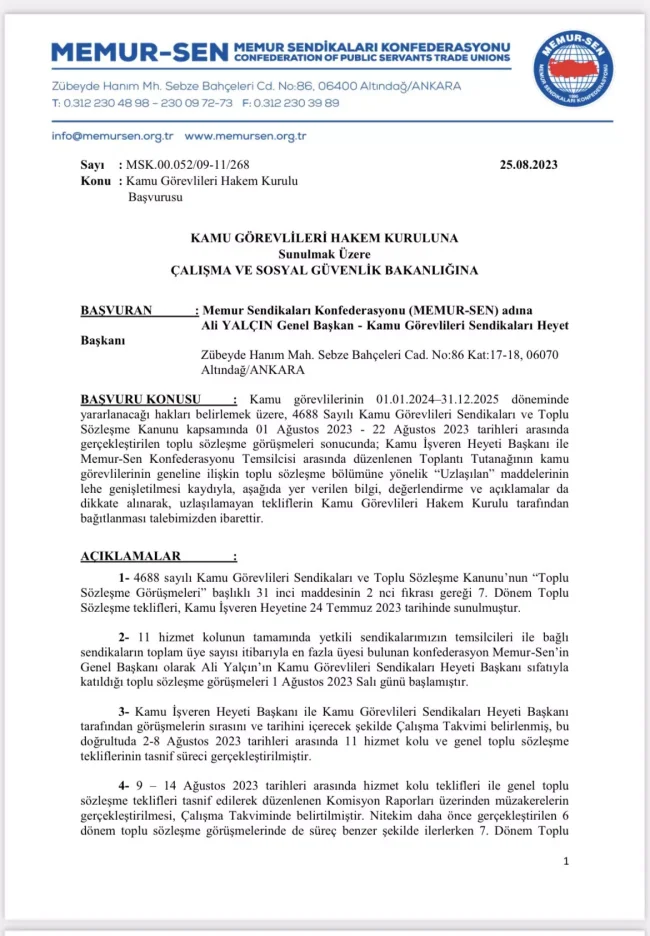 Memur-Sen emekli zammında yeni gelişme!
