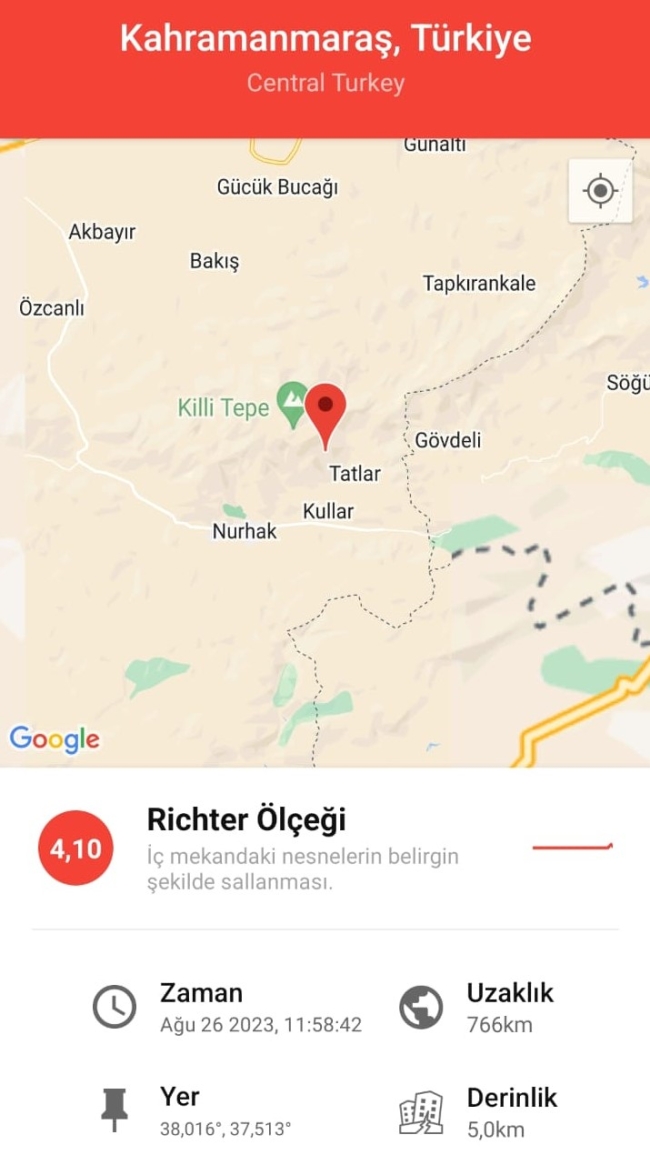 Kahramanmaraş'da deprem