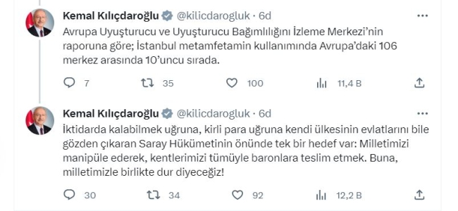 Kılıçdaroğlu: "Türkiye uyuşturucunun pazarı haline geldi"