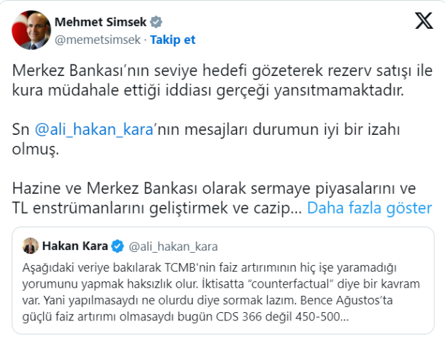 Merkez Bankası rezerv satışı ile kura müdahale etti mi?