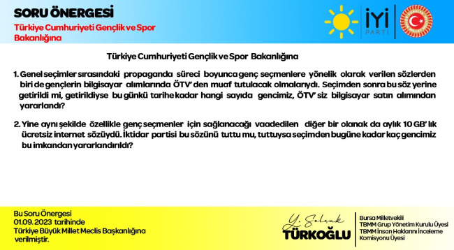Türkoğlu'ndan 2 bakanlığa soru önergesi!