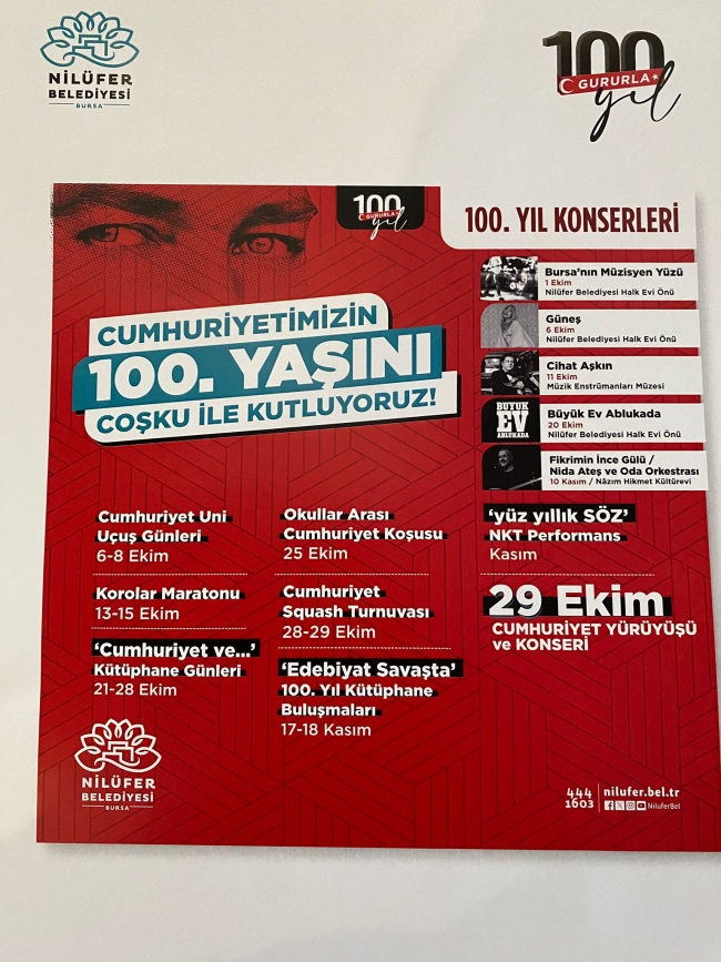 Cumhuriyetin 100. yılı Nilüfer'de çoşkuyla kutlanacak!