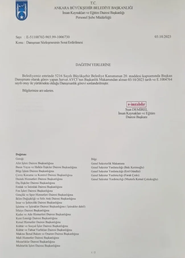 Mansur Yavaş, başdanışmanını görevden aldı