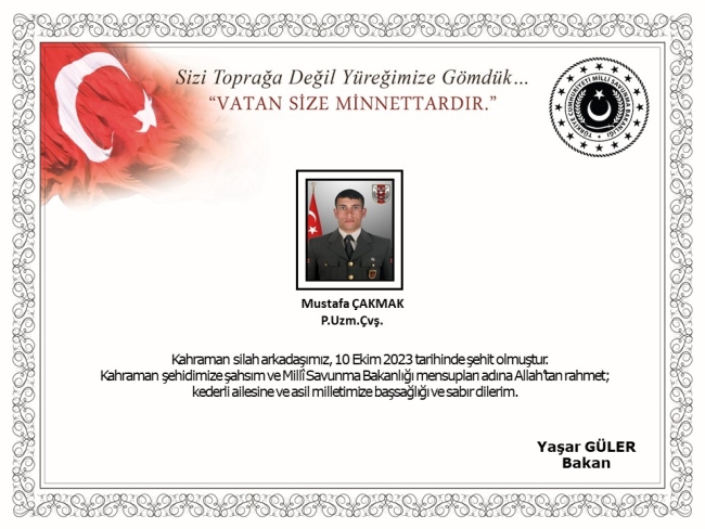 MSB acı haberi duyurdu: Şehidimiz var