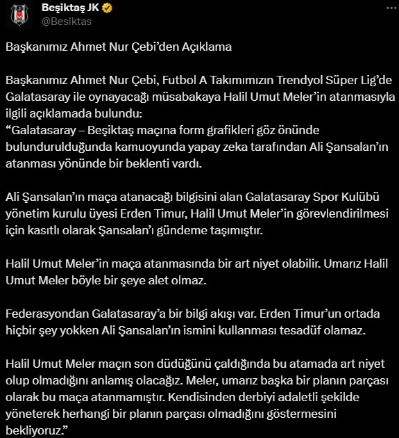 Beşiktaş'tan Halil Umut Meler'e çağrı