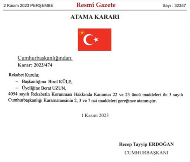 Rekabet Kurulu'na yeni başkan atandı