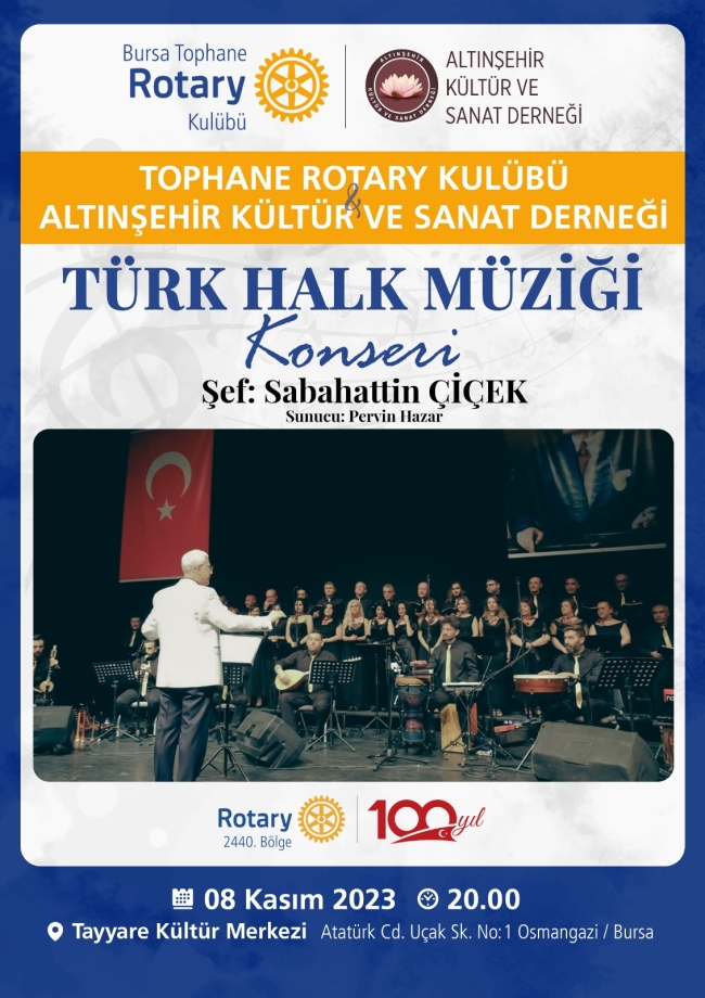 Bursa'da Cumhuriyetin 100. yılında Türk Halk Müziği konseri