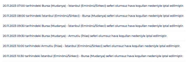 BUDO'da sefer iptalleri!