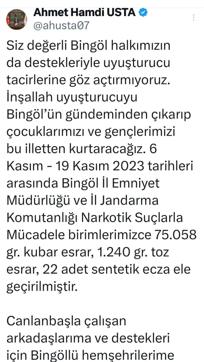 Bingöl'de 6 kilo skunk ele geçirildi