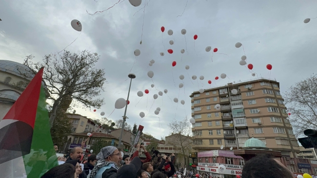 Bursa'da Filistin için çocuklarla el ele zinciri