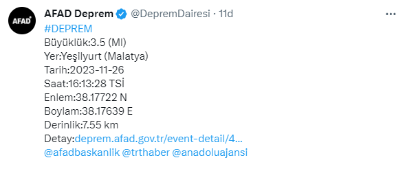 Malatya'da deprem!