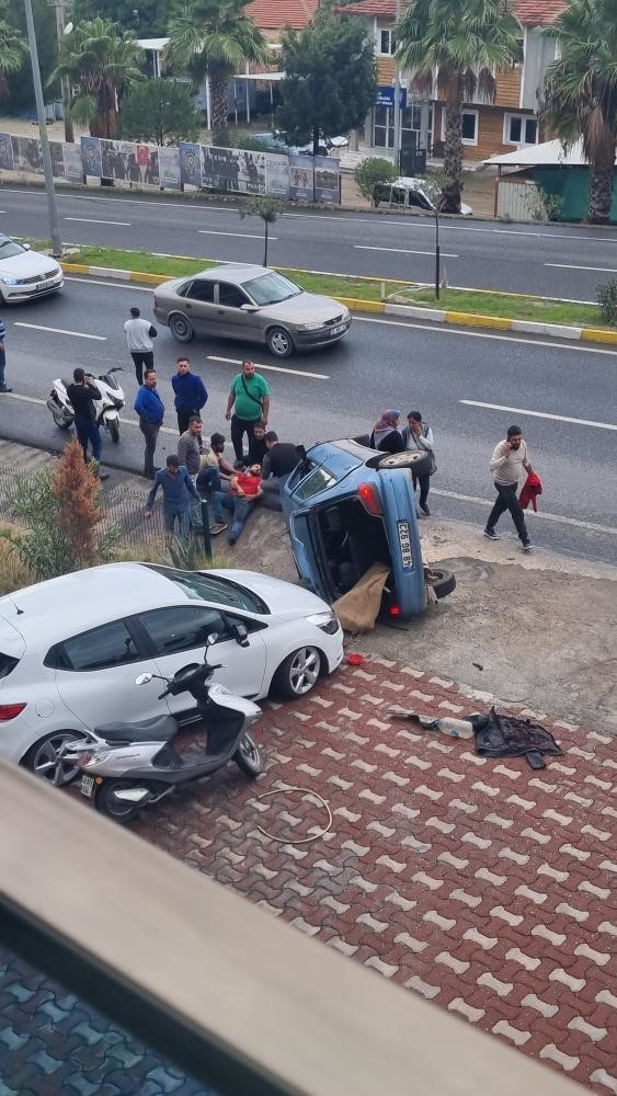 Milas’ta kontrolden çıkan otomobil takla attı