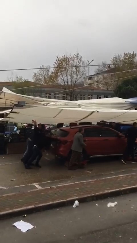 Bursa'da unutulan otomobili böyle kaldırdılar