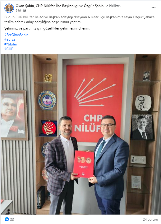 Okan Şahin Nilüfer'den aday adayı