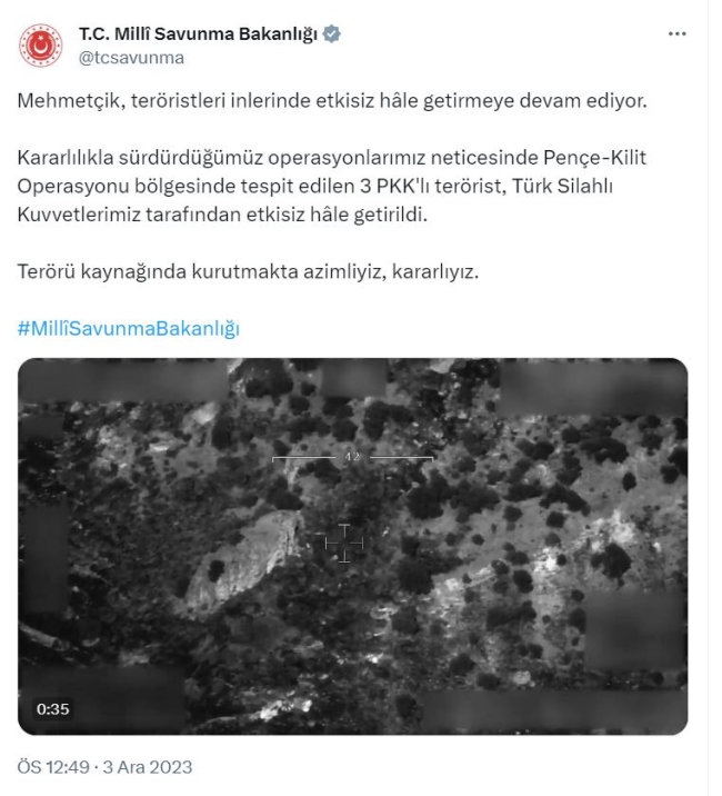 3 PKK'lı terörist etkisiz hale getirildi